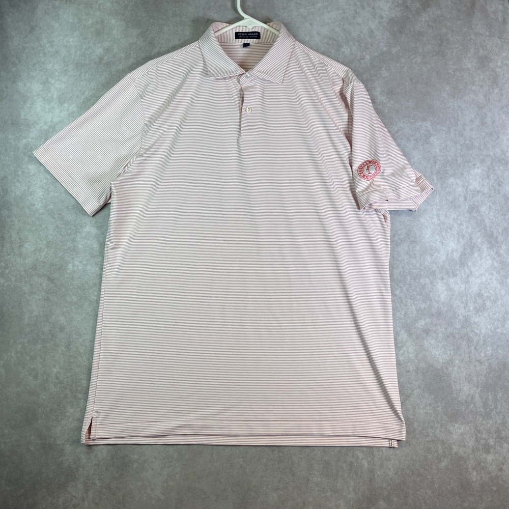 Peter Millar Crown Crafted Polo Shirt Mens Large Orange Golf Western Junior
